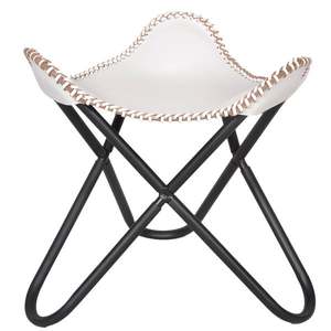 High Quality Durable Foldable White Leather <b>Butterfly</b> <b>Chair</b> Ergonomic Design Comfortable Accent Lounge <b>Chair</b> Bedroom Apartment - Product Image 1
