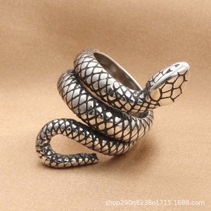 Snake <b>Ring</b> Men's Stainless Steel Animal Shape Punk Style Gift Jewelry <b>Silver</b> Gold Black Color - Product Image 2