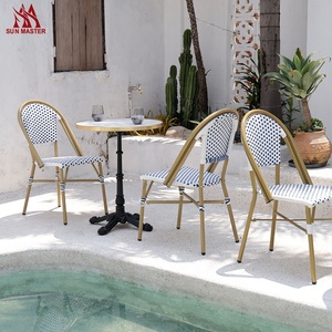 Patio Café Meubles Jardin Ensemble Rotin Bambou Restaurant Hôtel Extérieur Parisien Bistro Table Et Chaises - Product Image 1