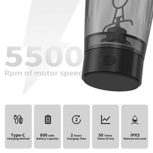 Taza de autoagitación automática recargable eléctrica personalizada para café, leche, polvo de proteína de Fitness para botella coctelera, bebida de plástico - Product Image 4