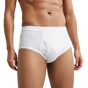 Caleçons boxeurs mi-hauts pour hommes en coton tricoté blanc uni respirant - Product Image 1