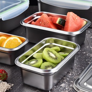 Duy Nhất Ngăn Thép Không Gỉ Thực Phẩm Lưu Trữ Box Với Nắp Nhựa Không Thấm Nước Nhà Bếp <span class=keywords><strong>Container</strong></span> Cho Tươi Tủ Lạnh Lưu Trữ - Product Image 4
