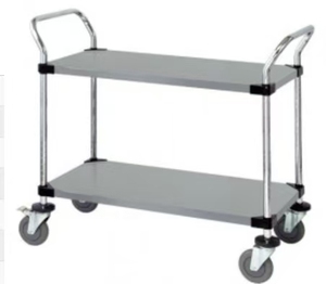 钢丝搁板可调高度脚轮白木芒果厨房岛推车2抽屉2搁板不锈钢 - Product Image 2