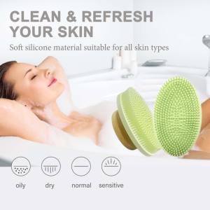 Spazzola da Bagno con Manico in Bambù Naturale Staccabile, Spazzola Esfoliante per Doccia, Scrub Corpo per Uso Bagnato, Spazzole in Silicone per Doccia - Product Image 6