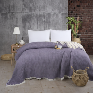 ผ้าคลุมเตียงเนื้อนุ่มพิเศษ 100% ผ้ามัสลินทอ 4 ฤดู น้ำหนักเบา 7 ชั้น ผ้าก๊อซ ได้รับการรับรองมาตรฐาน Oeko-Tex เป็นมิตรกับสิ่งแวดล้อม ซักเครื่องได้ - Product Image 1