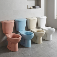 Ensemble de sanitaires économiques colorés, toilettes en céramique, WC italien avec lavabo sur pied en lotus, prix de gros