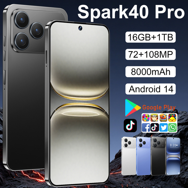 Hot Selling Tecno Spark 40 Pro 4g 5g Android Smartphone 2 Sim Security Camera Cellphone Mobile Phone