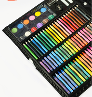 Ensemble de dessin artistique pour enfants non toxique avec étui en plastique, crayons de couleur, feutres aquarelles, 168 pièces, avec chevalet