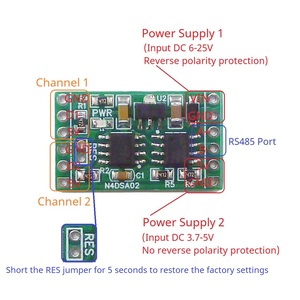 N4dsa02 2CH RS485 kỹ thuật số nhiệt độ Collector <span class=keywords><strong>DS18B20</strong></span> cảm biến DC 5V 12V 24V modbus analog đầu vào IO cho nhiệt Nhà Thông Minh - Product Image 3