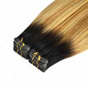 Extensions de cheveux à ruban adhésif populaires en cheveux Remy russes, 100% cheveux humains, double trame machine - Product Image 1