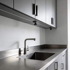 Projet hôtelier américain, ensemble de meubles de cuisine en bois, design moderne modulaire personnalisé, écologique, ignifuge, peinture blanche, 2 ans - Product Image 2