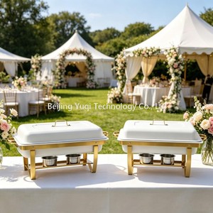 Chauffe-Plat Commercial Pliable Minimaliste Blanc et Or 9L pour Mariages, Cafés et Fêtes de Luxe Léger – Maintien au Chaud des Aliments - Product Image 3