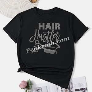 Hot Fix personnalisé <span class=keywords><strong>cheveux</strong></span> Hustle <span class=keywords><strong>strass</strong></span> conception extensible impression par transfert de chaleur pour les vêtements - Product Image 3