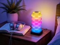 Lampe de table cube rechargeable NEXcell RGBIC avec haut-parleur Bluetooth, télécommande par application et commande tactile