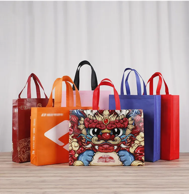 カスタムパターン杭州卸売価格ショッピングバッグ不織布環境にやさしい食料品不織布ショッピングバッグ