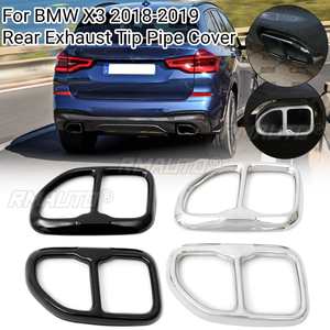 Pair <b>Car</b> Tail Throat Exhaust Pipe Cover <b>Ornaments</b> Stainless Steel Muffler Exhaust Tip Pipe Cover Trim for BMW X3 2018 2019 Black - Product Image 1