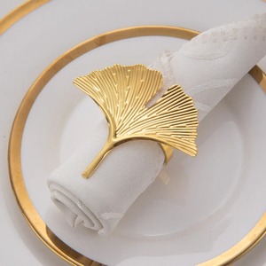 Anillos de servilleta de metal con diseño de hoja de ginkgo, soportes para servilletas, decoración de mesa para Navidad y Acción de Gracias, accesorios para servilletas. - Product Image 3