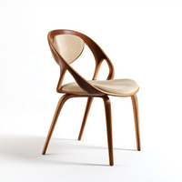 Chaises de salle à manger modernes en bois massif de style européen avec dossier haut et coussin rembourré en laine - Écologiques pour la maison, l'hôtel et la restauration