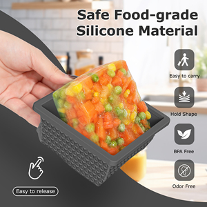 Custom Silicone Ice Tray Mold Microwavable 1 Cup Freezer Safe Food Grade Eco-Friendly Baby Ice Cream Storage Flip Top Printing - Product Image 1