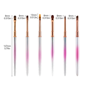 Ensemble de pinceaux à ongles en métal rose dégradé, manche ovale, poils en nylon, logo personnalisé, pour débutants, création de gel pour ongles, studio de manucure - Product Image 3