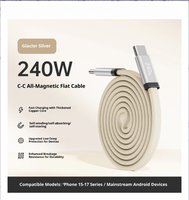 Câble USB C vers USB C magnétique anti-emmêlement de type plat PD240W 2025 NOUVEAU, chargeur rapide, cordon de charge magnétique