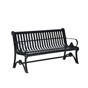 Heavy Duty Outdoor <b>Metal</b> Patio <b>Bench</b> Armrest Modern Iron Public Seating <b>Garden</b> Street 4-Seater- Commercial Use - Product Image 4