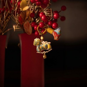 Ciondolo Songjin a forma di piccolo cavallo, realizzato a mano, con ciondolo zodiacale Songjin a forma di cavallo, da appendere a borse e veicoli, con nappa, stile antico - Product Image 3