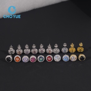 Pendientes de Diamantes Coloridos en Plata de Ley 925 con Moissanita VVS, Joyería Deslumbrante y Brillante Unisex - Product Image 1