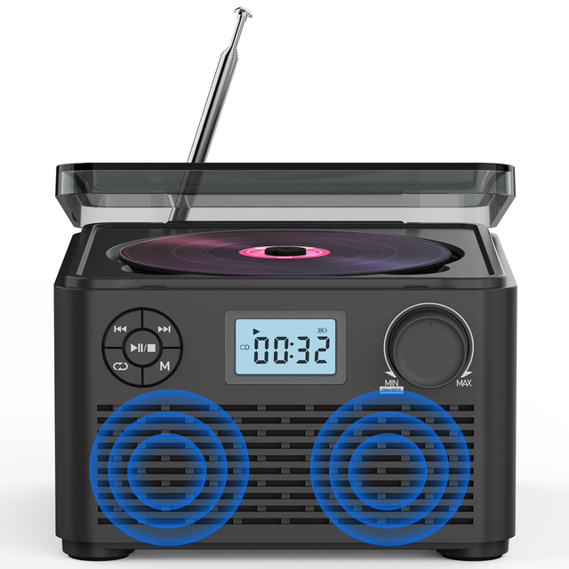 Factory Custom Retro Vinyl Record Player With CD Slot And LCD Screen Portable Music System Home Party Stereo Speaker BT Function