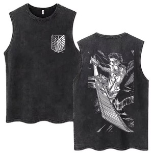 " T-shirt senza maniche in puro <span class=keywords><strong>cotone</strong></span> con stampa anime 'Attack on Titan' per uomo e donna - Product Image 5