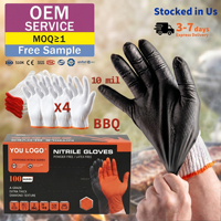Gants en nitrile texturés Black Diamond 10 mil EN374 AQL1.5 pour barbecue, cuisine commerciale, restauration et préparation alimentaire