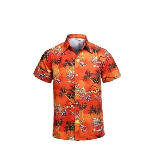 短袖Aloha印花沙滩派对男装连衣裙夏威夷衬衫