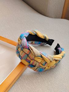 ファッションホットセール虹揚げ生地ツイストヘアバンドハイグレード女性用ハイヘッドトップワイドエッジヘッドバンド - Product Image 5