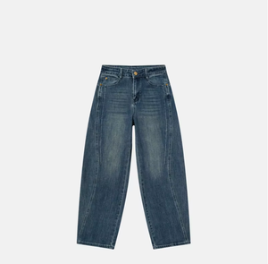 Jeans de Mezclilla de Corte Bootcut de Cintura Alta para Mujer, Talla Grande, Detalle Plisado, Estilo Vintage, Secado Rápido, Nailon/Algodón (Primavera/Otoño/Verano) - Product Image 5