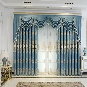 Işlemeli perdeler 106 inç uzun Grommet pencere tedavi vual paneli örtüsü oturma odası yatak ve yemek odası için
