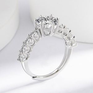 2 Carat Imitation Moissanite Zircon <b>Adjustable</b> <b>Ring</b> with Eight Hearts and Eight Arrows 925 Silver Elegant Ladies Engagement <b>Ring</b> - Product Image 3