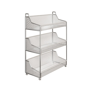 MUGG Mugege Étagère de salle de bain à 3 niveaux en maille de fer, support de rangement de bureau pour cosmétiques et articles de toilette, design minimaliste moderne - Product Image 5