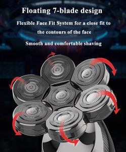 En stock Rasoir à crâne rotatif rechargeable 7D Rasoirs à tête électrique 5 en 1 pour hommes chauves - Product Image 4