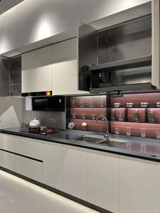 Ensemble de meubles de cuisine en bois massif à finition brillante, design moderne, sur mesure, RTA, PVC brillant blanc, armoires de cuisine modulaires - Product Image 4