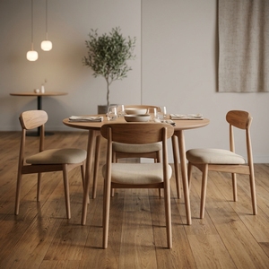 <strong>Set</strong> <strong>of</strong> <strong>4</strong> Contemporary <strong>Oak</strong> <strong>Dining</strong> <strong>Chairs</strong> with Stable Wooden Backrest and Fabric Upholstery Restaurant Stool for Home &amp; Villa Use - Product Image 3