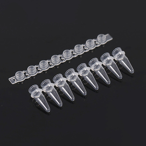 Tube PCR à 8 bandes de 0,2 ml avec couvercle plat transparent, en plastique PP stérile, tubes de test biochimiques de laboratoire - Product Image 3
