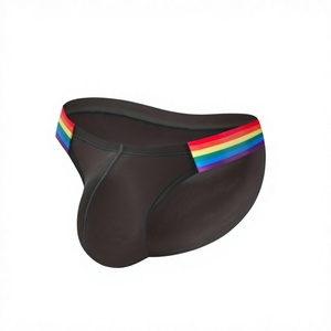 Calzoncillos bóxer negros para hombre con cintura arcoíris, de talle bajo, tejidos, 100% algodón, transpirables, estilo casual, hechos en Bangladesh. - Product Image 4