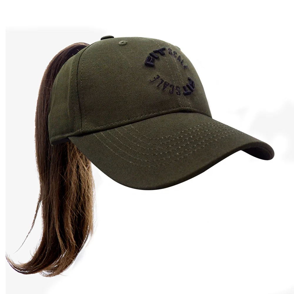 Индивидуальные женские шапки для конского хвоста, вышитые на заказ шапки армейского зеленого конского хвоста, открывающиеся сзади шапки с конским хвостом для девочек с длинными волосами