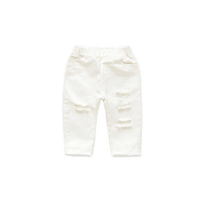 Nouveau style de jeans déchirés pour enfants, garçons et filles, style coréen, pantalon décontracté blanc pour tout-petits et bébés - Product Image 6