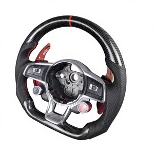 Volant sport chauffant en cuir et fibre de carbone forgée, lumières de changement de vitesse LED rouges, compatible VW <span class=keywords><strong>Golf</strong></span> 8 <span class=keywords><strong>GTI</strong></span>/R CC Jetta MQB Evo, montage direct - Product Image 3