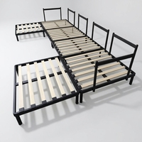 Minimalistisches Klappbares Schmiedeeisen-Sofabettgestell mit Stauraum und Holzlatten für Wohnzimmer, Apartment, Schlafzimmer und Hotel