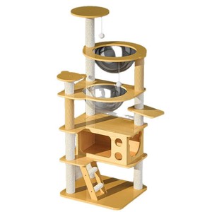 Modern Wooden <b>Cat</b> Tree With Sisal Posts And Multi Level <b>Platforms</b> For Indoor <b>Cats</b> - Product Image 6
