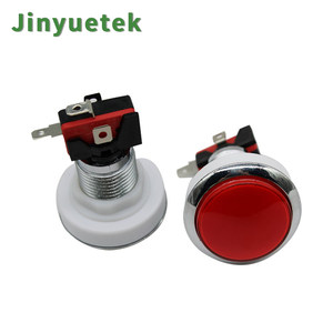 Bouton poussoir d'arcade momentané rond en plastique plaqué argent de 45 mm, prix de gros JY, modèle PB-45R, pour machines distributrices - Product Image 4