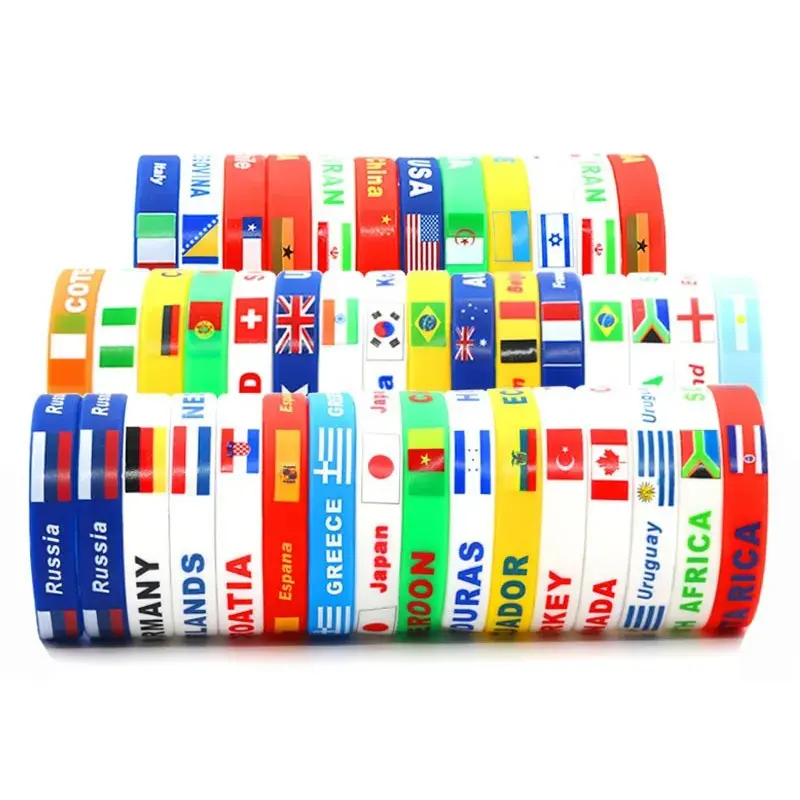 זול לוגו מותאם אישית מזכרת מדינה דגלים wristbands צמיד יד רצועה פרק כף היד