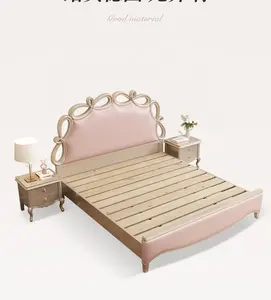 Розовый цвет кожаная кровать king size дизайн для девушки домашний декор мебель для спальни